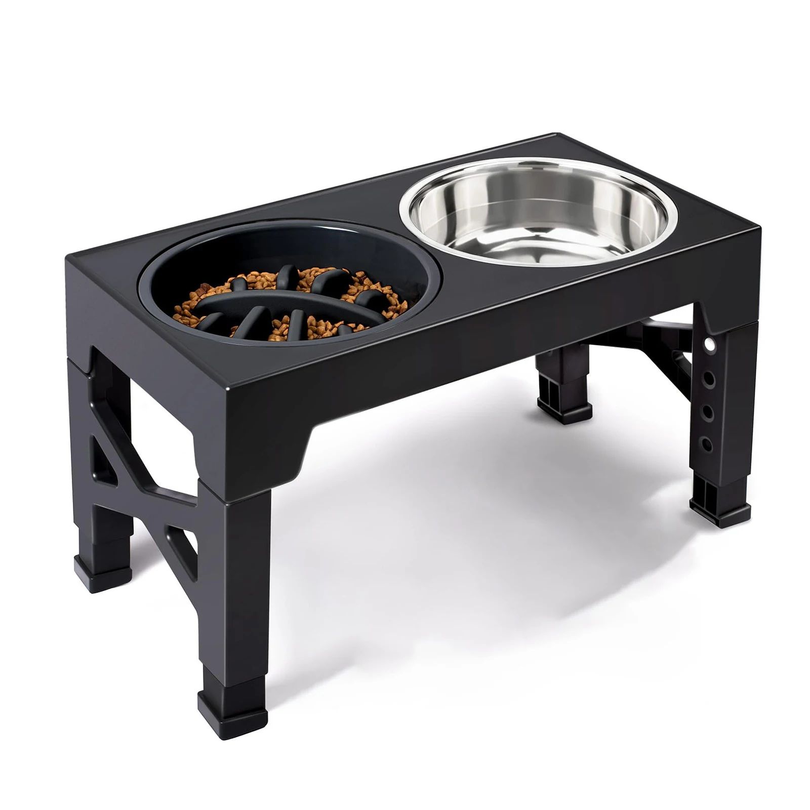 Adjustable Elevated Dog Feeder with Stainless Steel Bowls for Small & Large Dogs