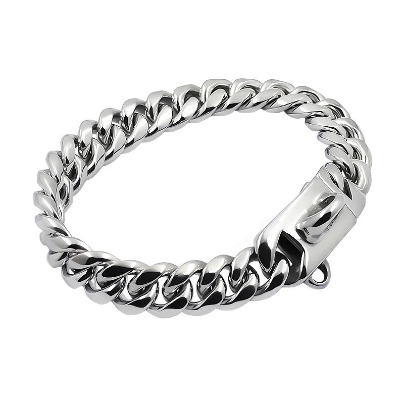 Luxury Stainless Steel Dog Collar – 14mm Gold Cuban Link Chain for Small, Medium & Large Dogs