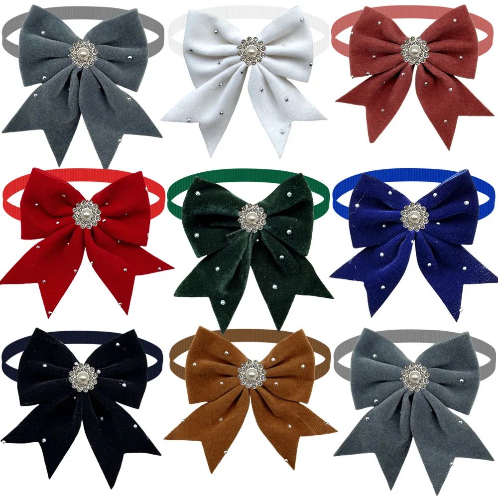 Luxury Dog Bow Ties & Cat Grooming Bows Set – Adjustable Plush Pet Party Accessories