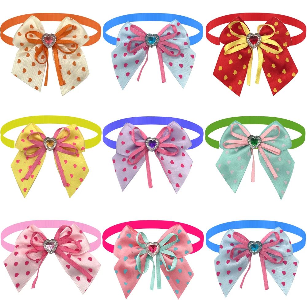 Love Heart Valentine Dog Bow Tie for Small Dogs and Cats