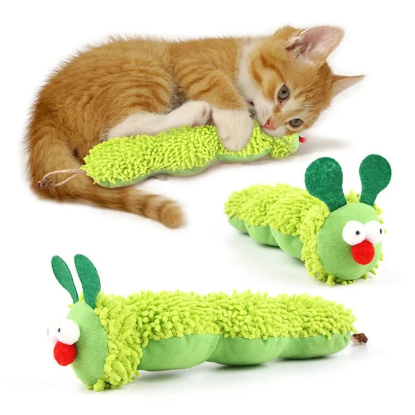 Interactive Cat Toy Green Cat Plush Toy for Boredom Relief