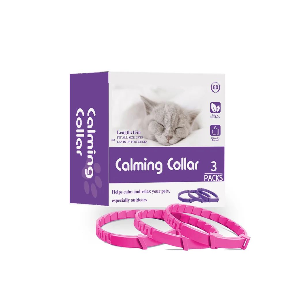 CalmPaws 3-Pack Cat Calming Pheromone Collars – 60-Day Anxiety Relief for Cats