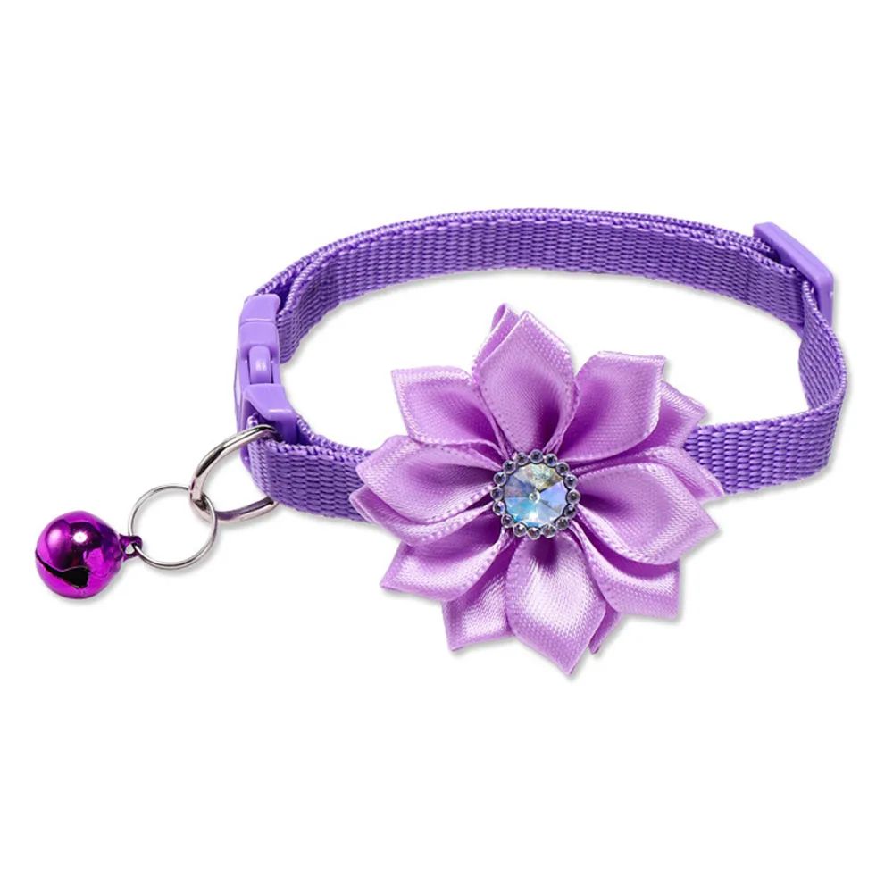 Floral Bow Pet Collar with Bell – Adjustable Cat Collar & Dog Collar for Small Pets