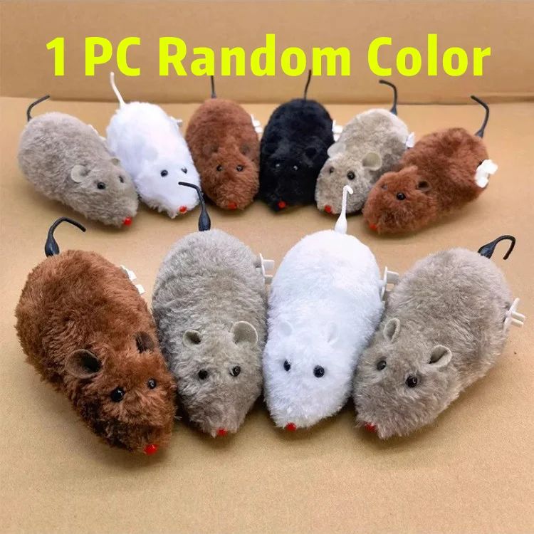 Fluffy Wind-Up Mouse Cat Toys Set – 4-Pack Interactive Hunting & Chase Toys for Indoor Cats