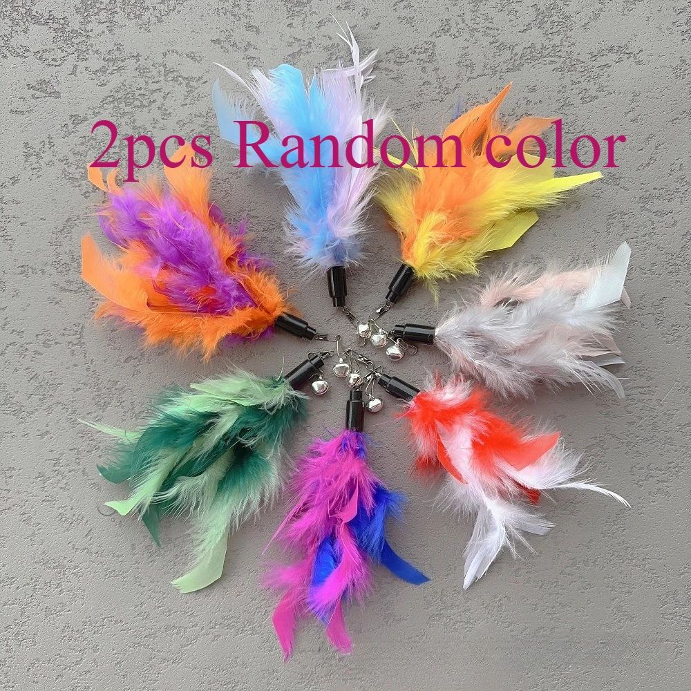 Interactive Feather Cat Wand Refills – Replacement Feather Attachments for Cat Teaser Toys