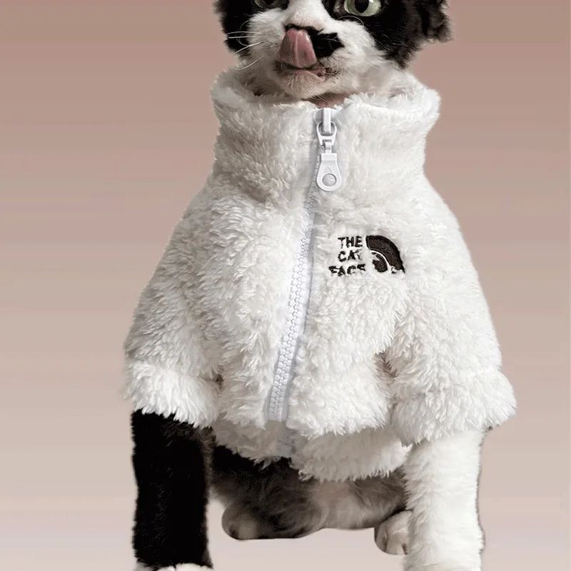Sphynx & Hairless Pet Winter Fleece Coat – Warm Lambswool Hairless Cat Clothes for Cats & Small Dogs