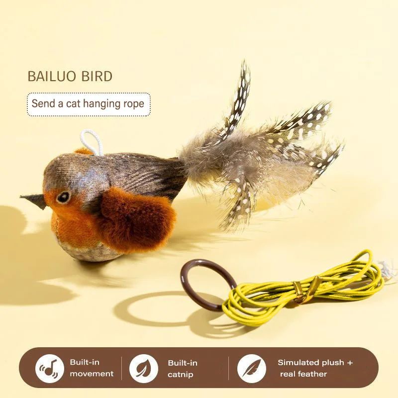 Plush Bird Cat Toy for Indoor Cats and Kittens