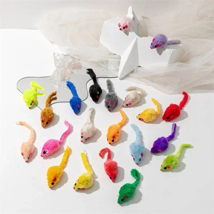 Faux Fur Catnip Mouse Toys with Rattle – Interactive Catnip Cat Toys for Indoor Cats