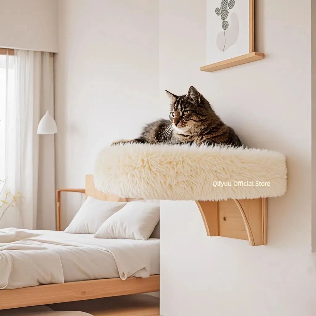 Wall-Mounted Wooden Cat Perch Bed โ Cozy Floating Cat Wall Bed for Indoor Cats