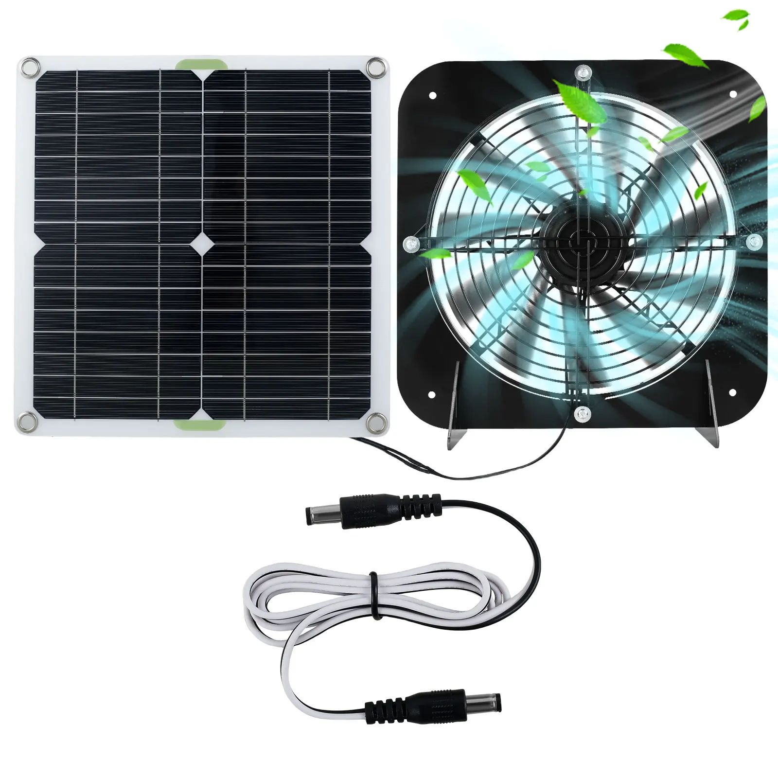 100W Solar Powered Exhaust Fan Kit with Waterproof Solar Panel Fan for Chicken Coop Greenhouse Shed