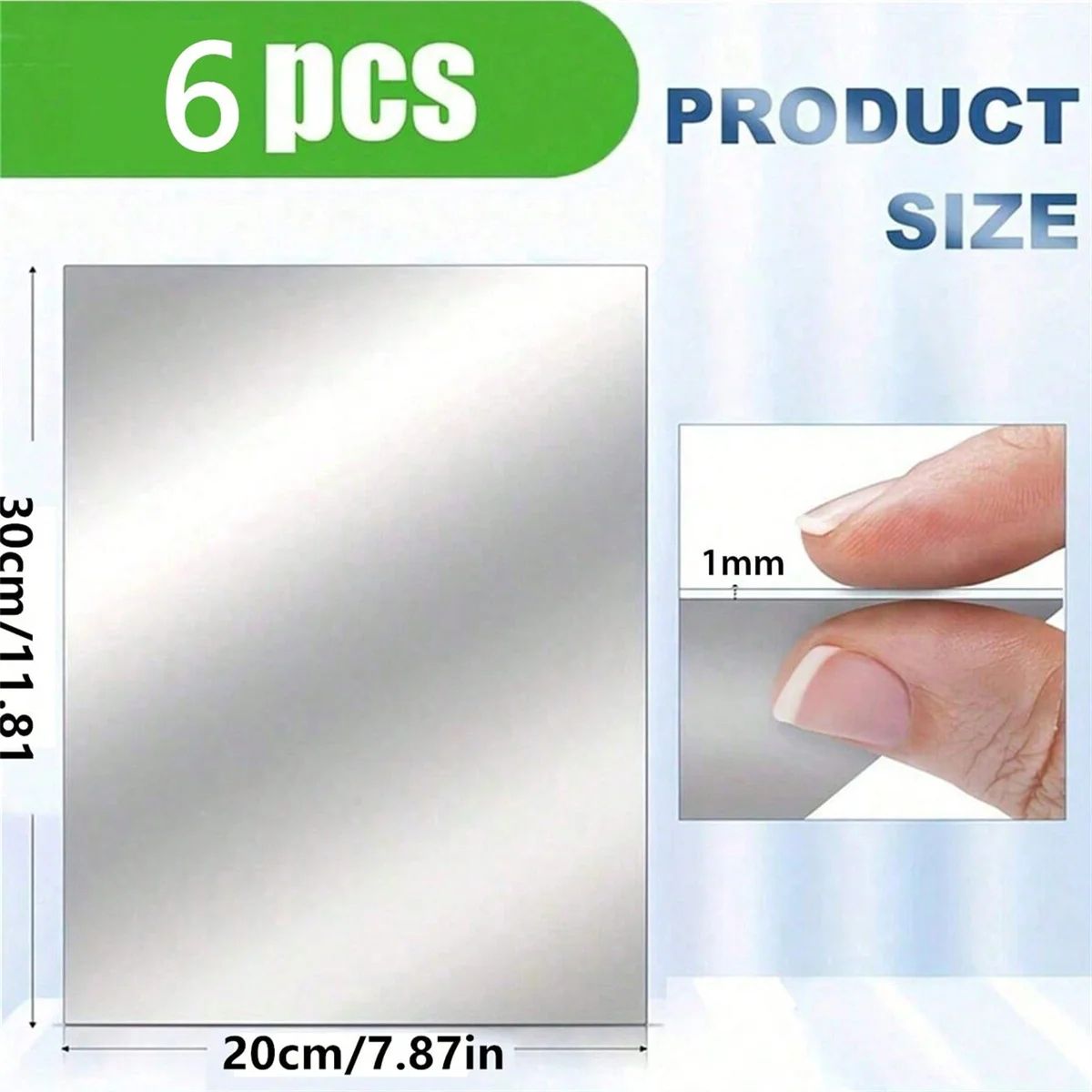 Self Adhesive Acrylic Mirror Wall Stickers Flexible Decorative Mirror Tiles 6 Piece or 10 Piece Set