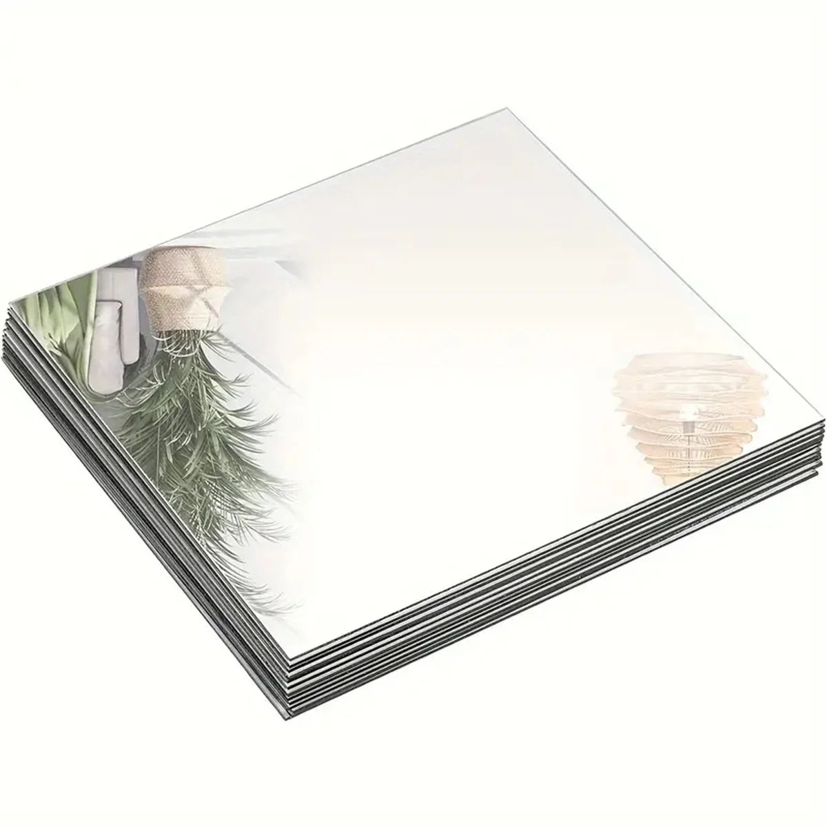 Elegant Acrylic Mirror Tray Square Centerpiece Set for Weddings Parties and Home Decor 8 Inch