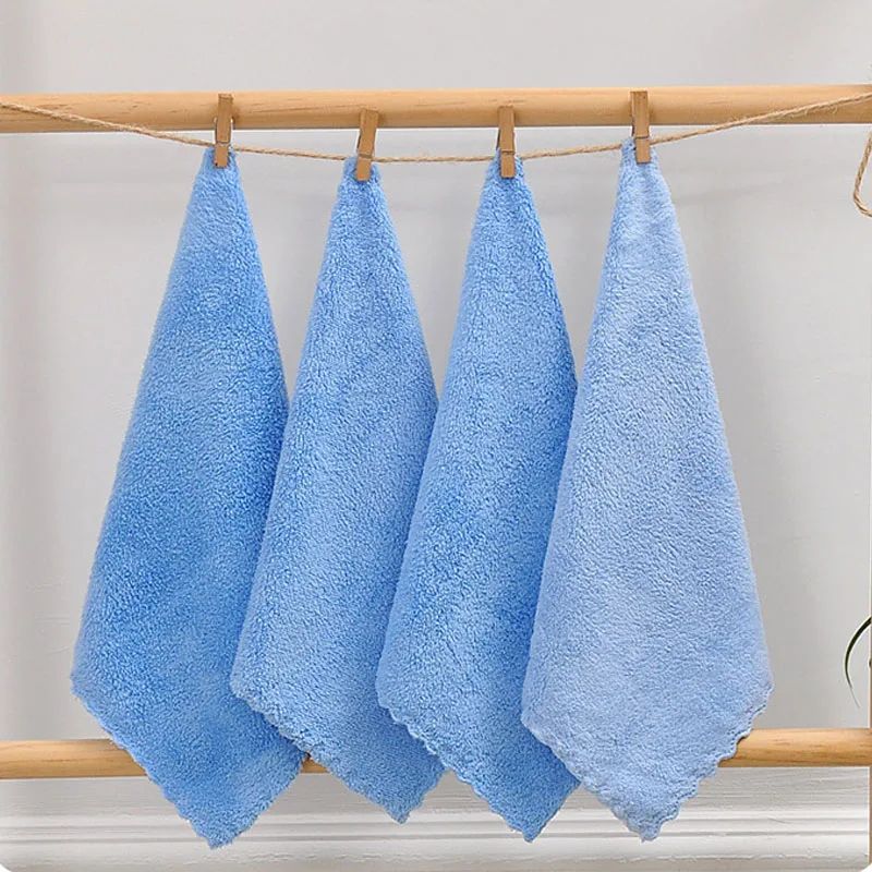 Ultra Soft Coral Fleece Hand Towels 24 x 24 cm Quick Dry Face Towels for Kitchen and Bathroom