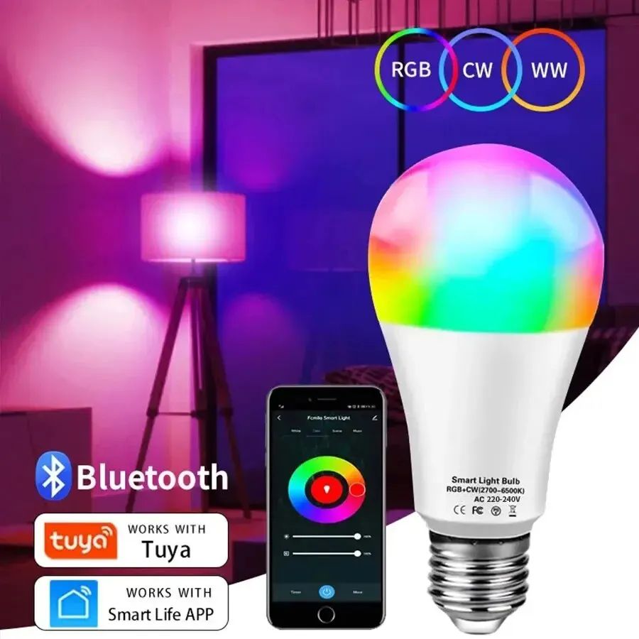 Tuya Smart LED Bulb E27 Bluetooth RGB Light Bulb Dimmable APP Control 220V for Smart Home