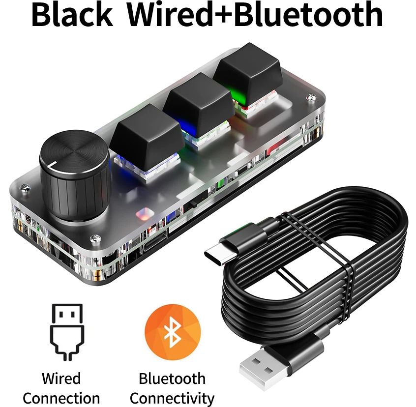 Bluetooth Macro Mechanical Keyboard with RGB Lighting and Hot Swap Red Switches