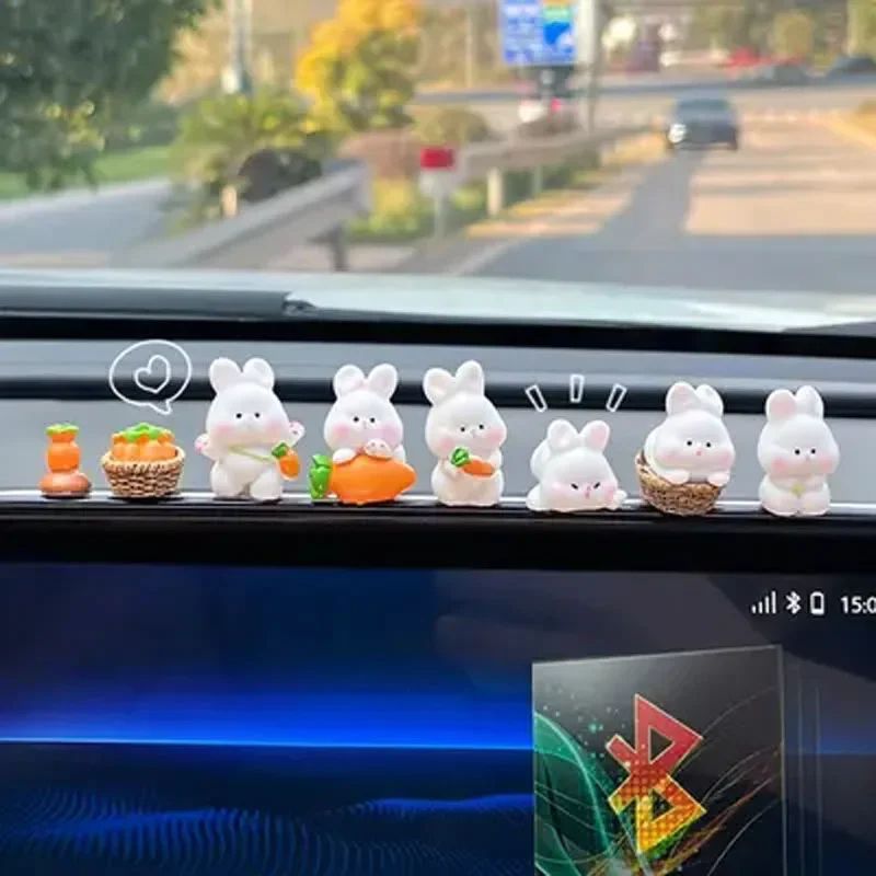 Cute Bunny Car Dashboard Ornament for Center Console Interior Decor