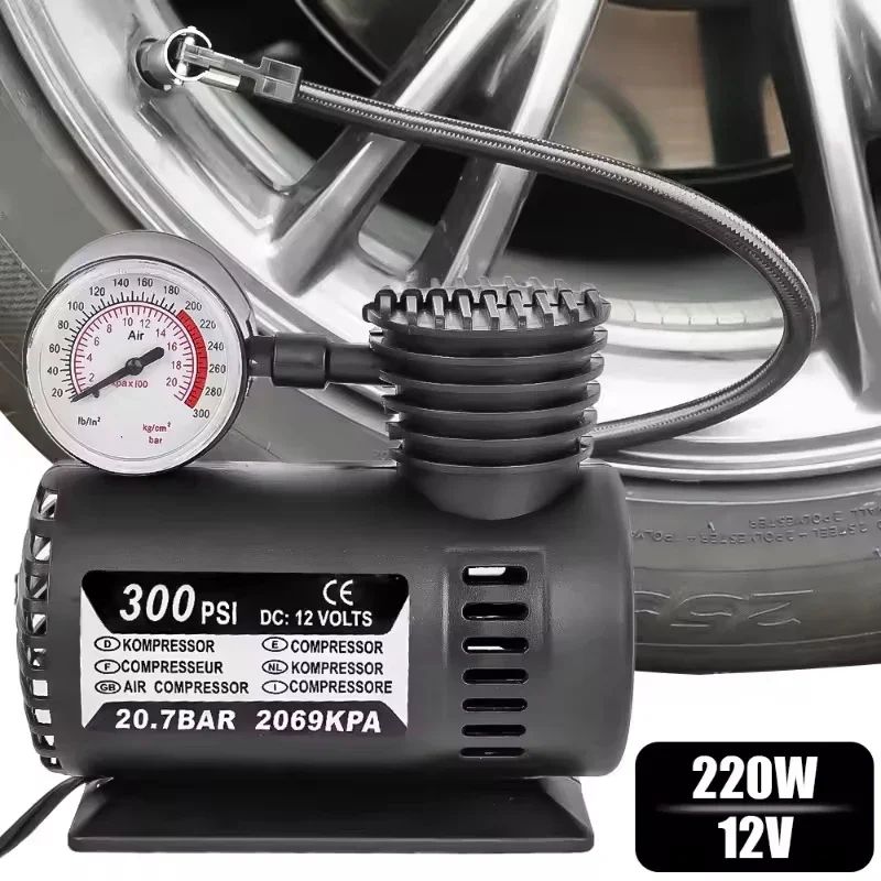 12V Portable Tire Inflator Electric Car Air Compressor Mini Air Pump with Digital Pressure Display