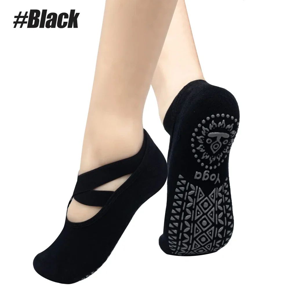 FlexGrip Pilates Grip Socks for Women Non Slip Yoga Socks with Ballet Straps