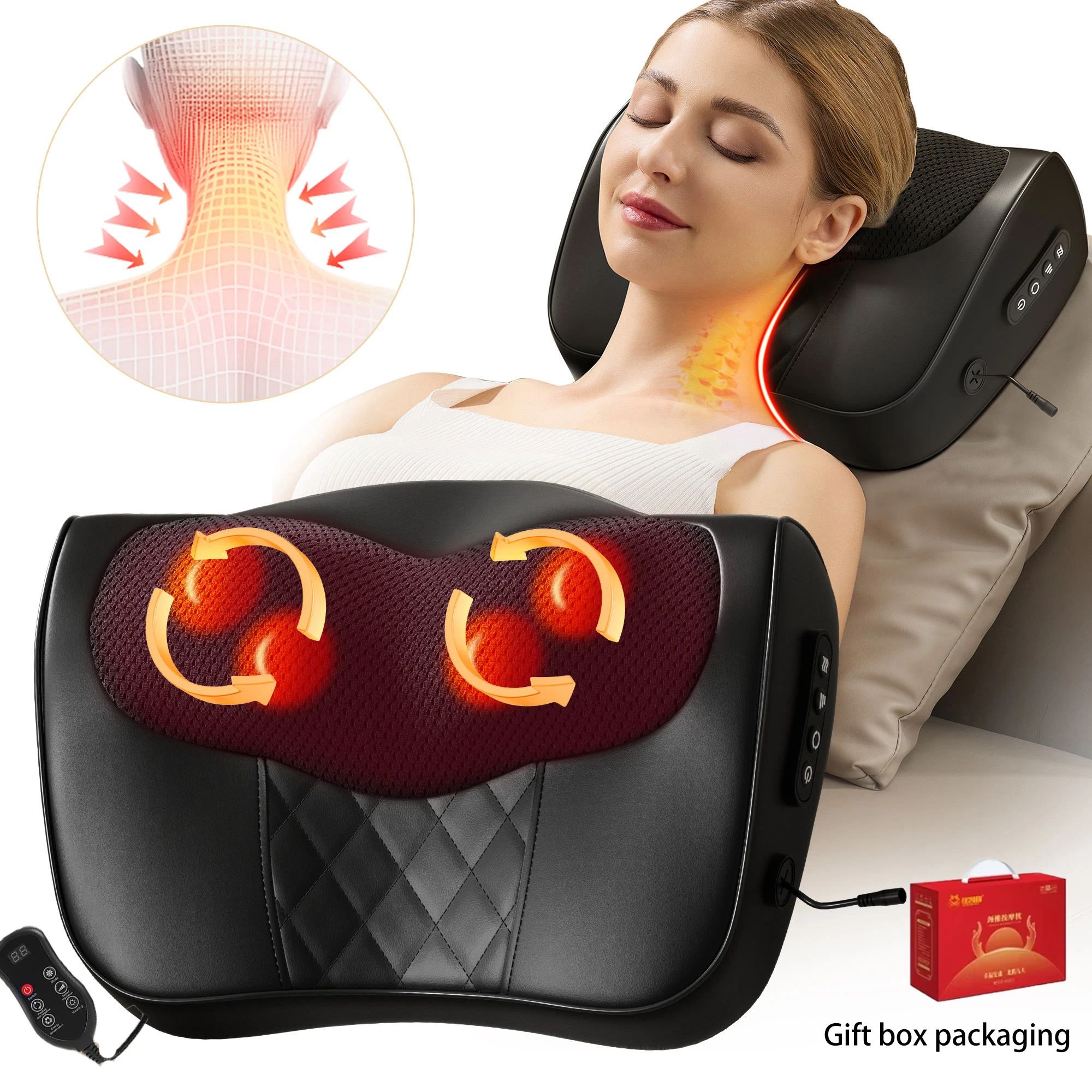 ThermaShiatsu Neck Massage Pillow with Heat for Shiatsu Massager Neck Back and Shoulders