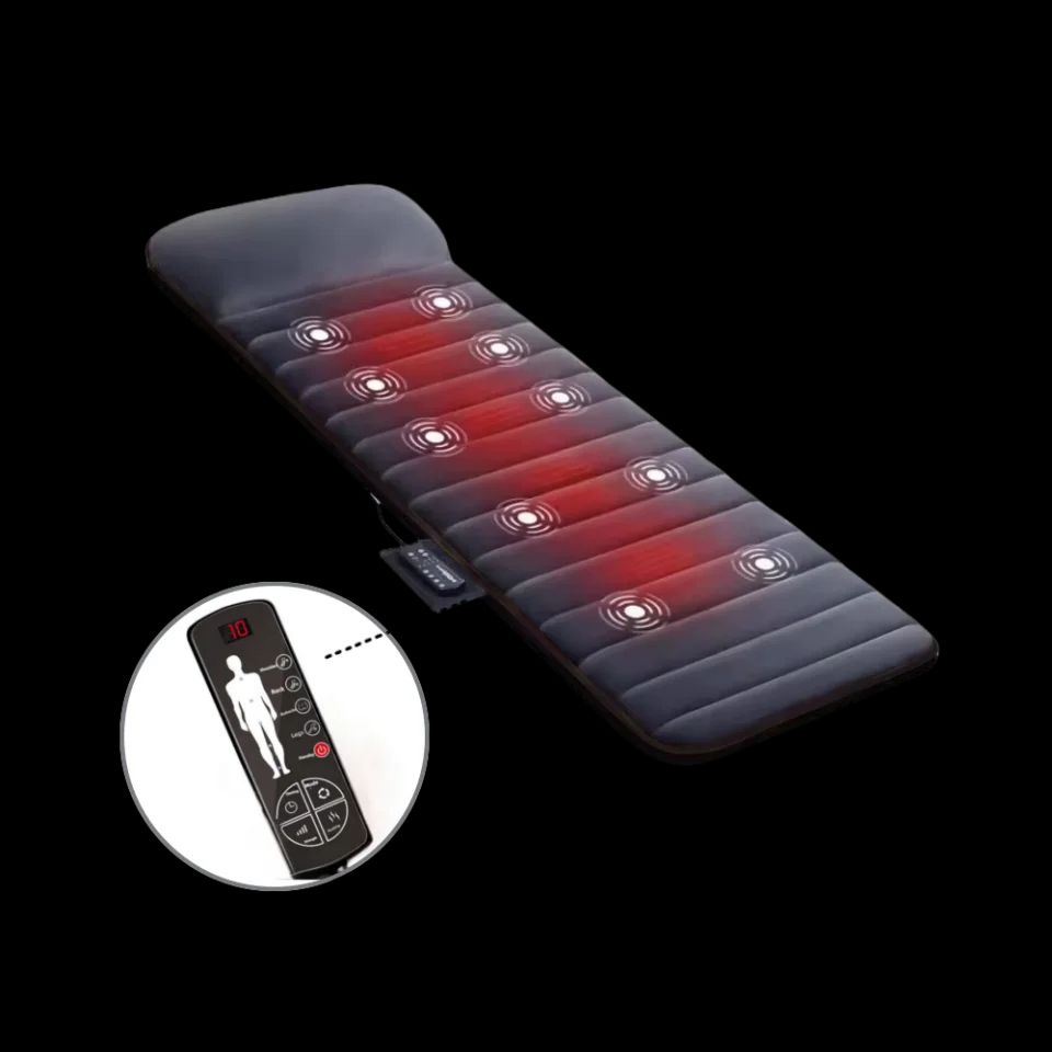 HeatWave Full Body Massage Mattress with Heating Massage Pad, Kneading Neck Pillow and Lumbar Airbag Support