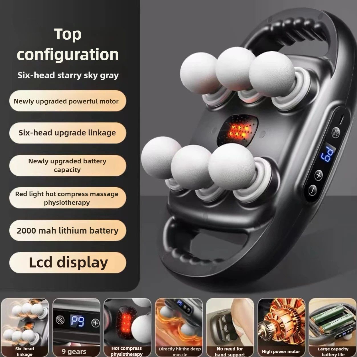 ProPulse Deep Tissue Massage Gun with Heat and 32 Massage Heads for Full Body Muscle Recovery