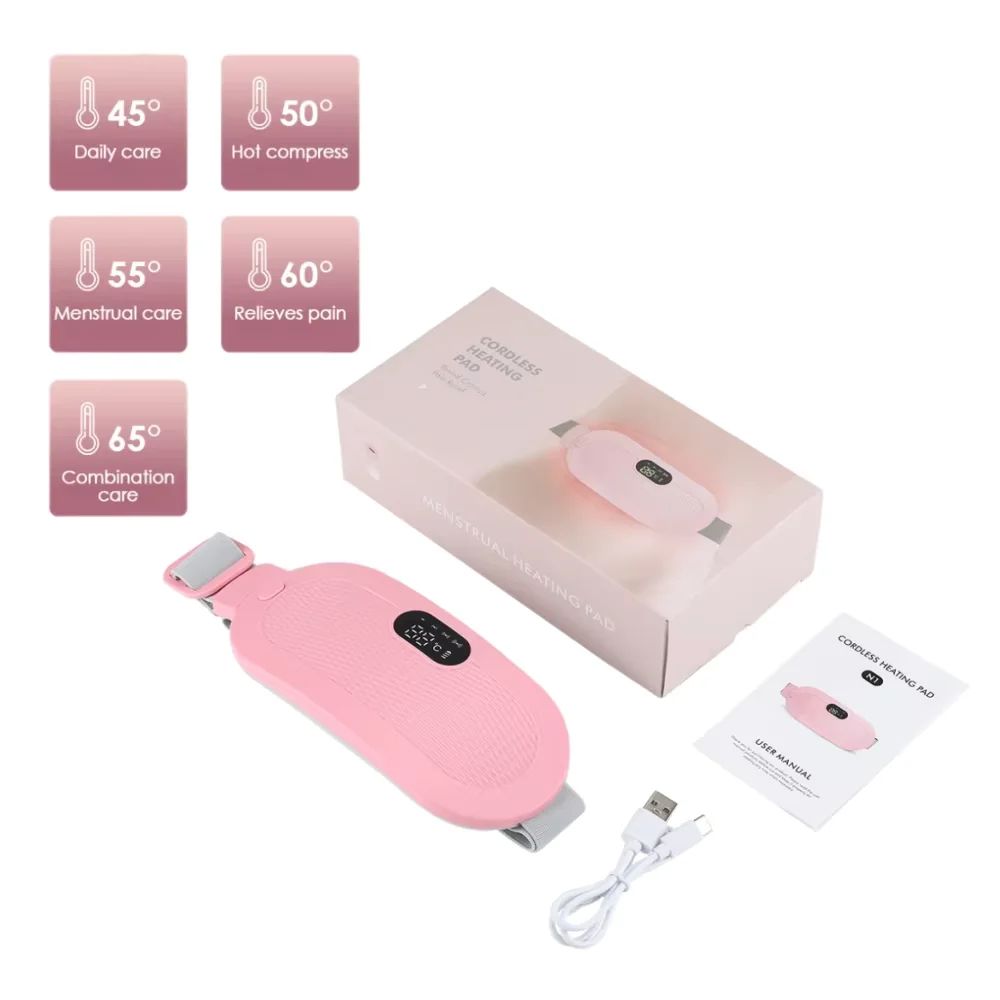 Electric Menstrual Heating Pad Belt with Vibration Massage for Period Cramp Relief