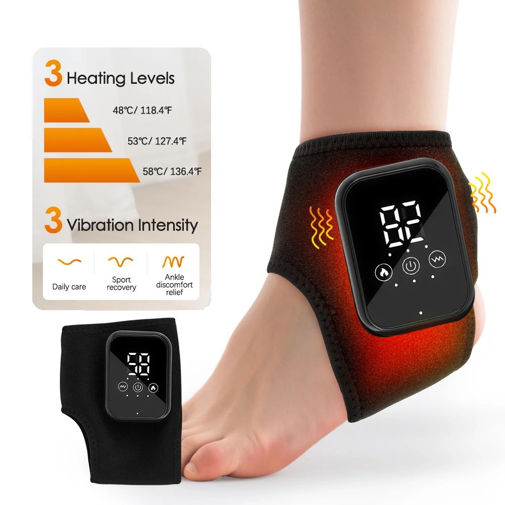 Heated Ankle Brace with Vibration Cordless Foot and Wrist Massager