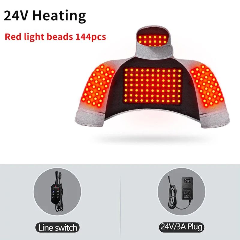 ThermaRelief Heated Neck and Shoulder Wrap with Red Light Therapy and Vibration Massage