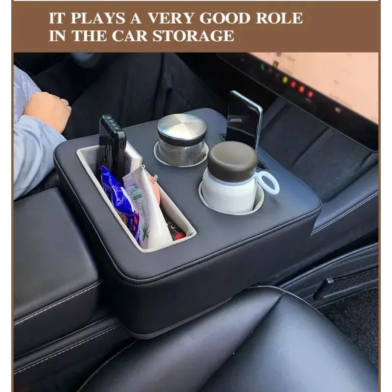 Universal Car Rear Cup Holder and Car Seat Organizer Waterproof PU Leather Storage Tray