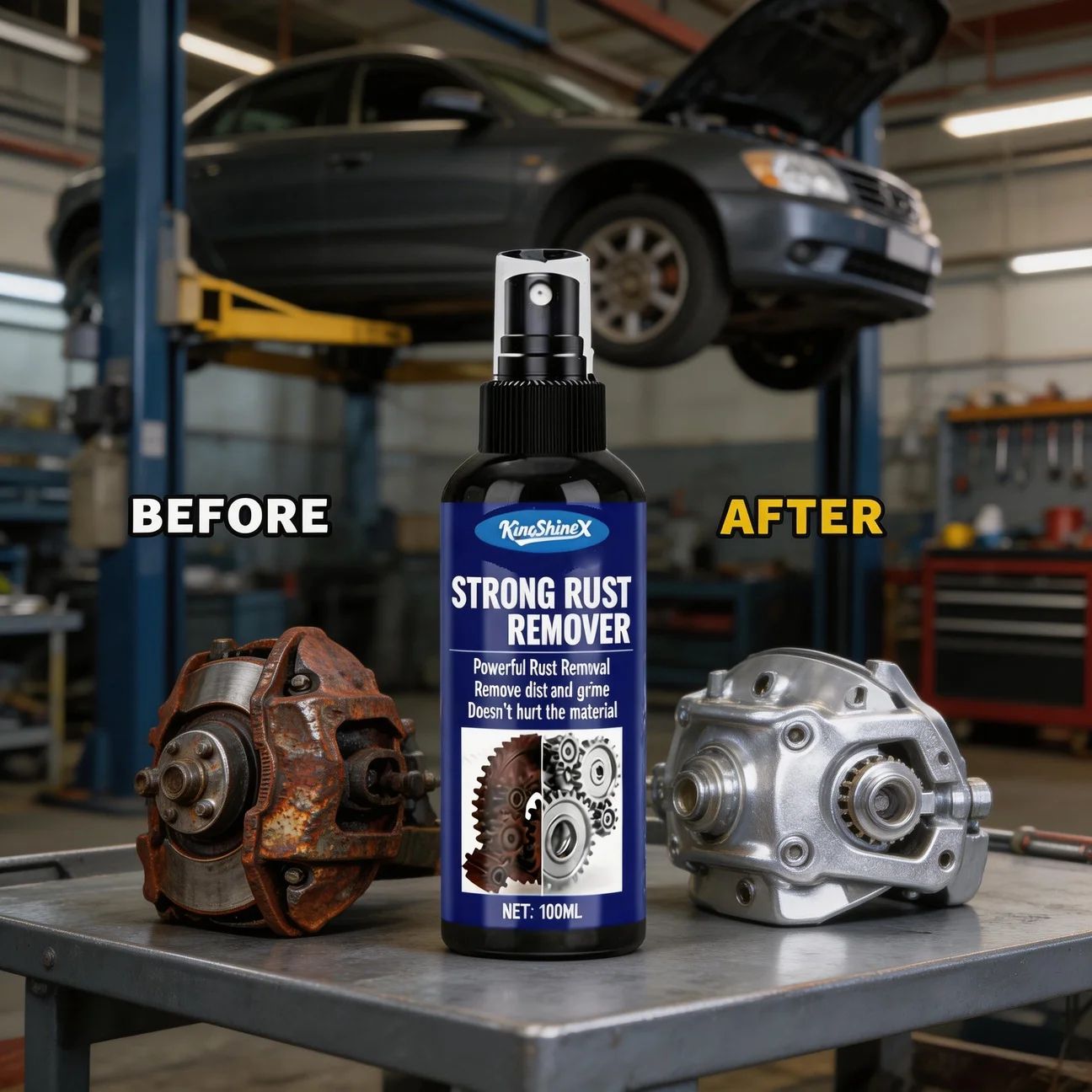 RapidShield Car Rust Remover Spray for Exhaust Pipe Cleaner and Wheel Hub Metal Restoration