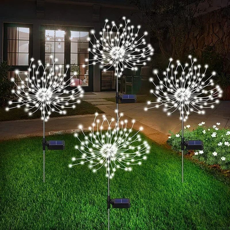 Solar Garden Firework Fairy Lights Waterproof Outdoor Pathway Lights for Patio Yard 1 2 4 Pack