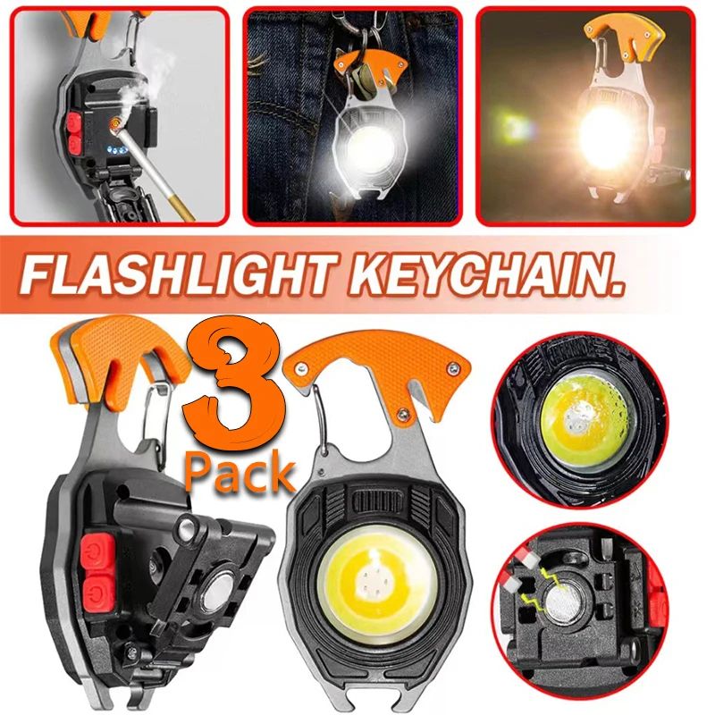 LumiClip COB Keychain Flashlight Rechargeable Mini Work Light with Magnetic Stand