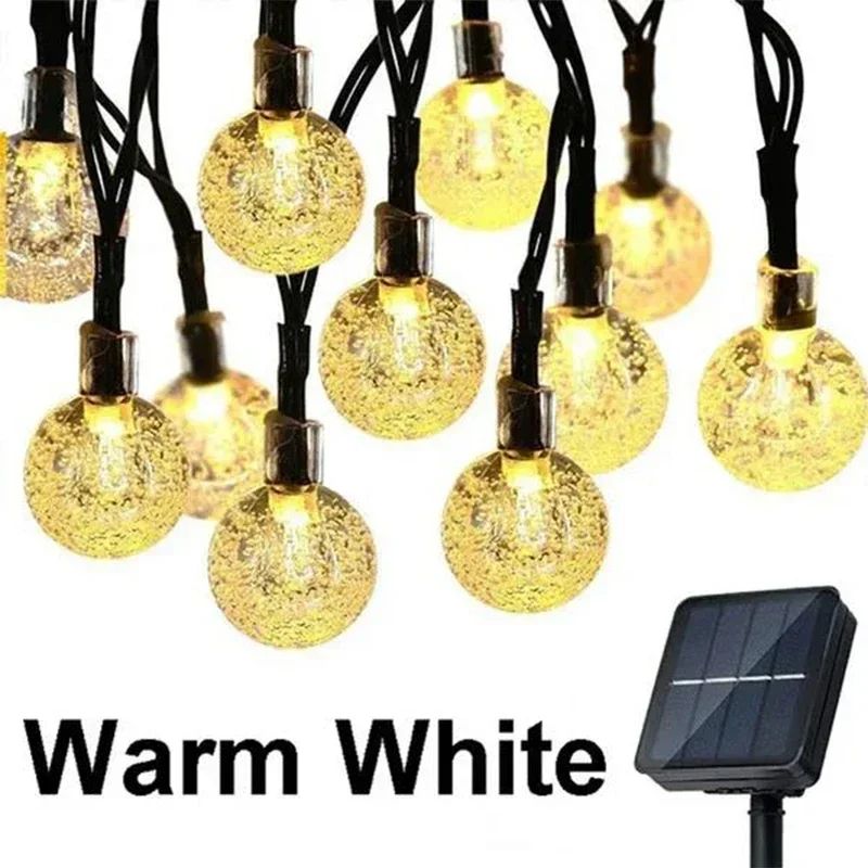 CrystalGlow Solar String Lights Outdoor Waterproof Solar Fairy Lights with 8 Lighting Modes