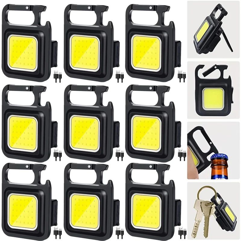 Ultra Bright USB Rechargeable Keychain Flashlight Mini LED Work Light with Pocket Clip