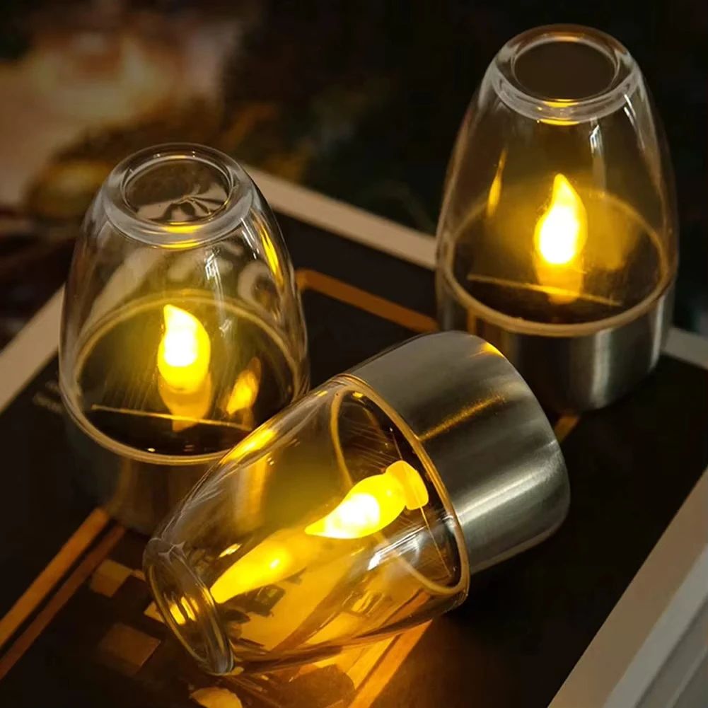 Stainless Steel Solar Candle Lights Outdoor Solar Lantern for Garden Patio Lawn and Deck