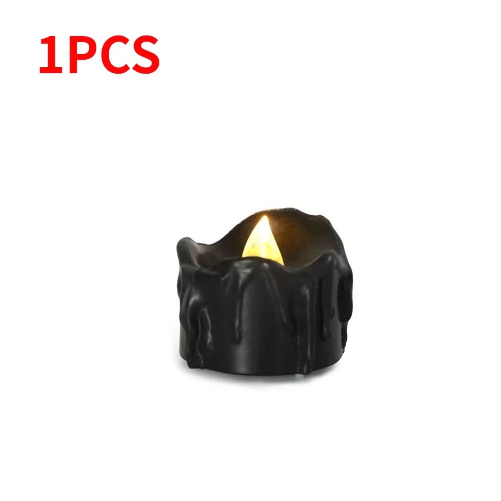 Black Flameless LED Candles Battery Operated Tea Lights for Halloween Wedding and Party Decor