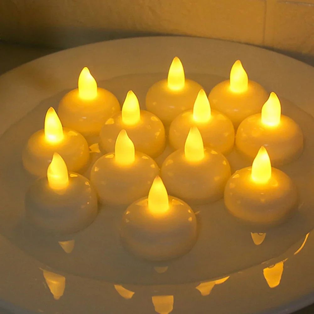 LED Floating Candles Waterproof Flameless Tea Lights Flickering Pool and Vase Decor 12 to 48 Pack