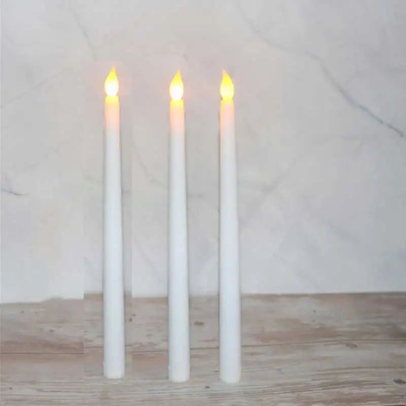 White Flameless LED Taper Candles Battery Operated Warm Glow Decorative Candles Set 3 6 12 Pieces