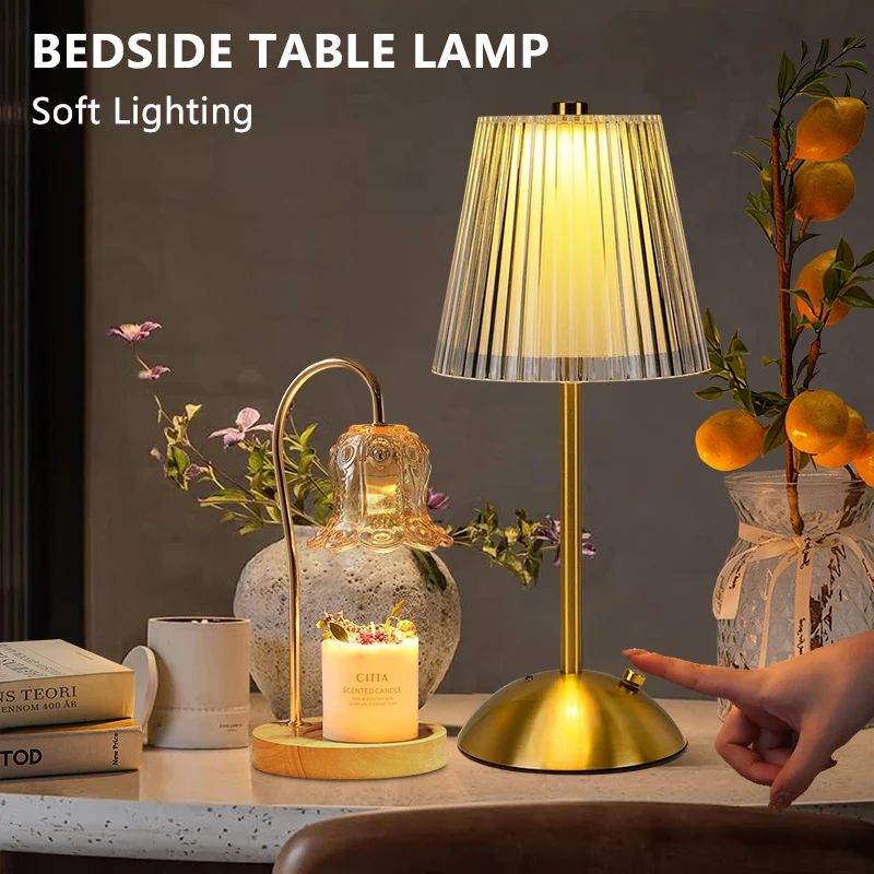Cordless Crystal Table Lamp Rechargeable Touch Lamp with 3 Color Dimmable LED Light