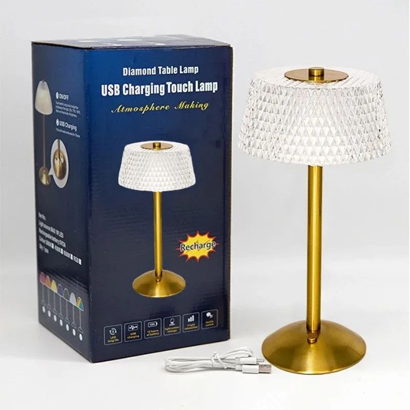 Cordless Rechargeable LED Table Lamp with Touch Dimming for Bedroom & Home Decor