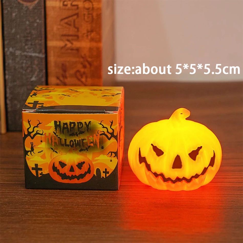 Spooky Glow Halloween Pumpkin Lantern LED Ghost Face Candle Light