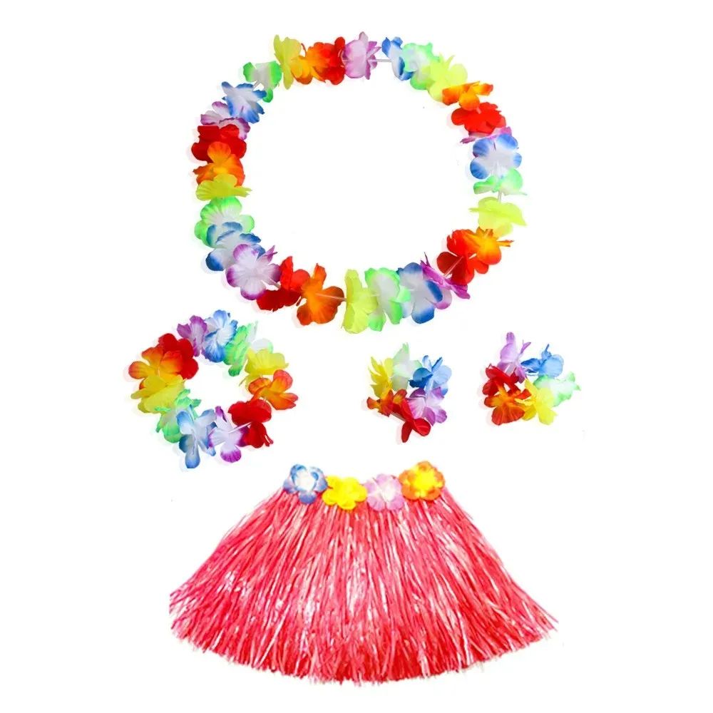 Tropical Twirl Kids Hawaiian Hula Skirt and Luau Costume Set