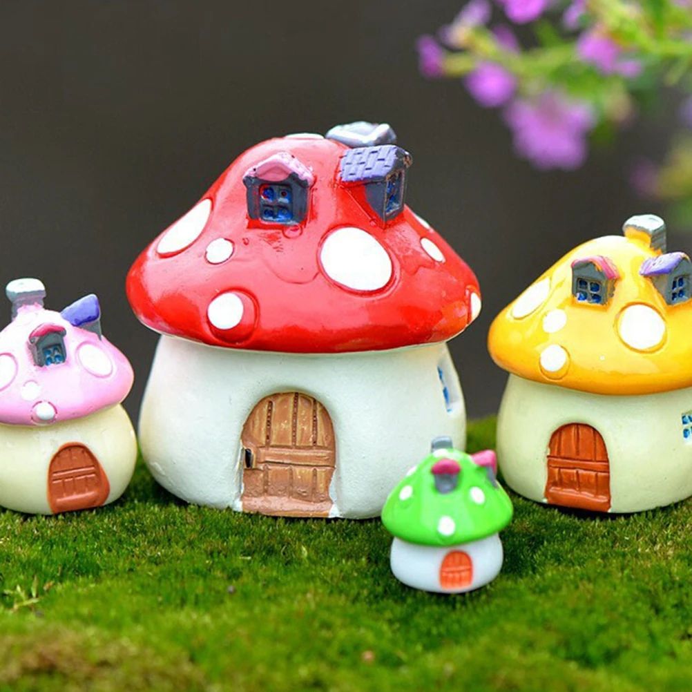 Enchanted Mushroom Fairy House Miniature Resin Garden Decor