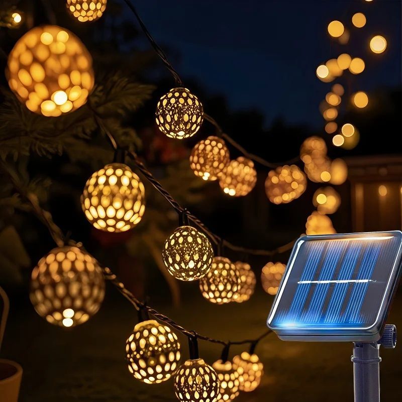 Moroccan Glow Solar String Lights Waterproof Outdoor Garden Lights