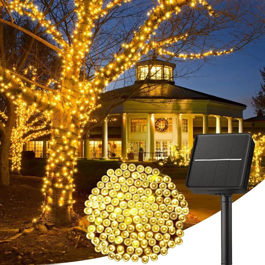 LumiGlow Solar String Lights Outdoor 8-Mode Garden Fairy Lights