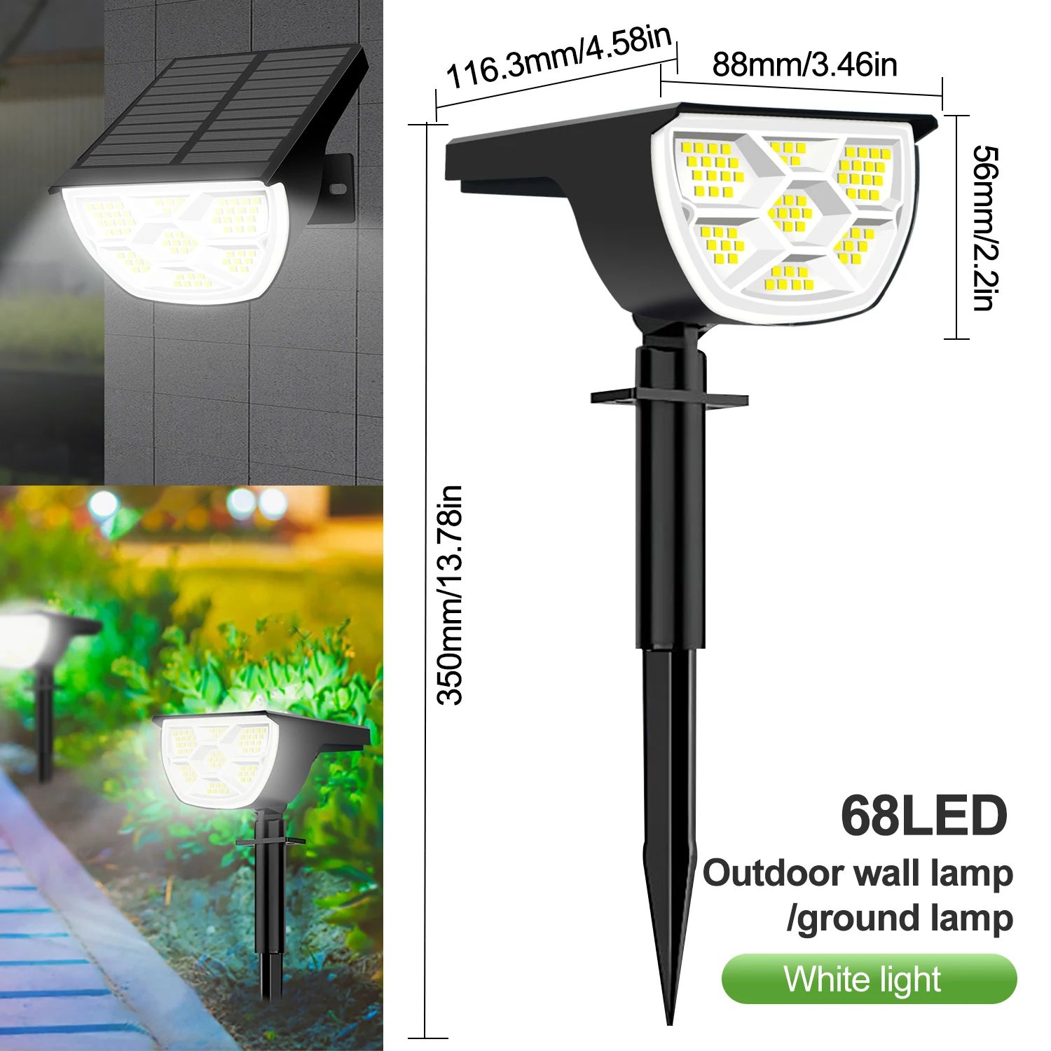 LumaBeam Solar Spot Lights Outdoor 72 LED Waterproof Landscape Lights