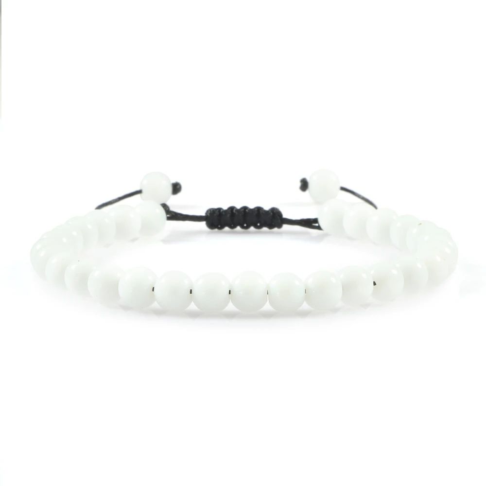 Natural Black Onyx Beaded Bracelet Adjustable Handmade Stone Jewelry