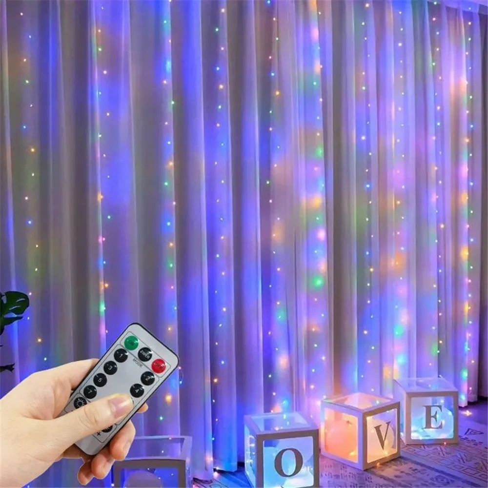 USB LED Curtain Fairy Lights with 8 Lighting Modes