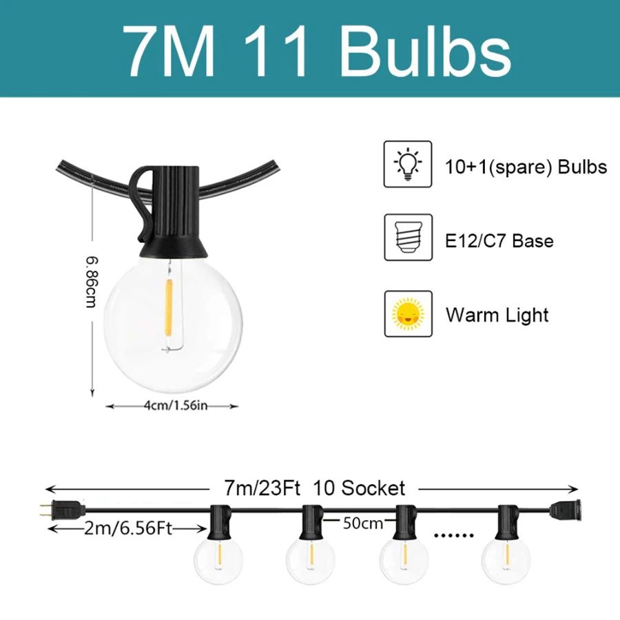 G40 LED Outdoor String Lights for Patio Garden and Party Decor