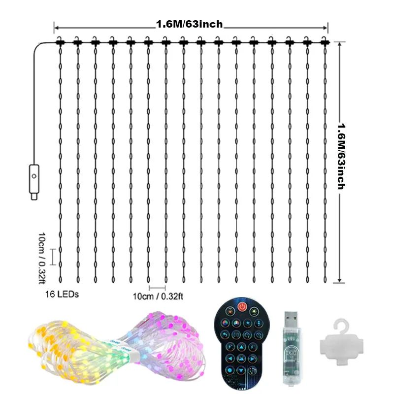 400 LED Smart USB Curtain Lights with App Control Waterproof RGB Fairy Lights